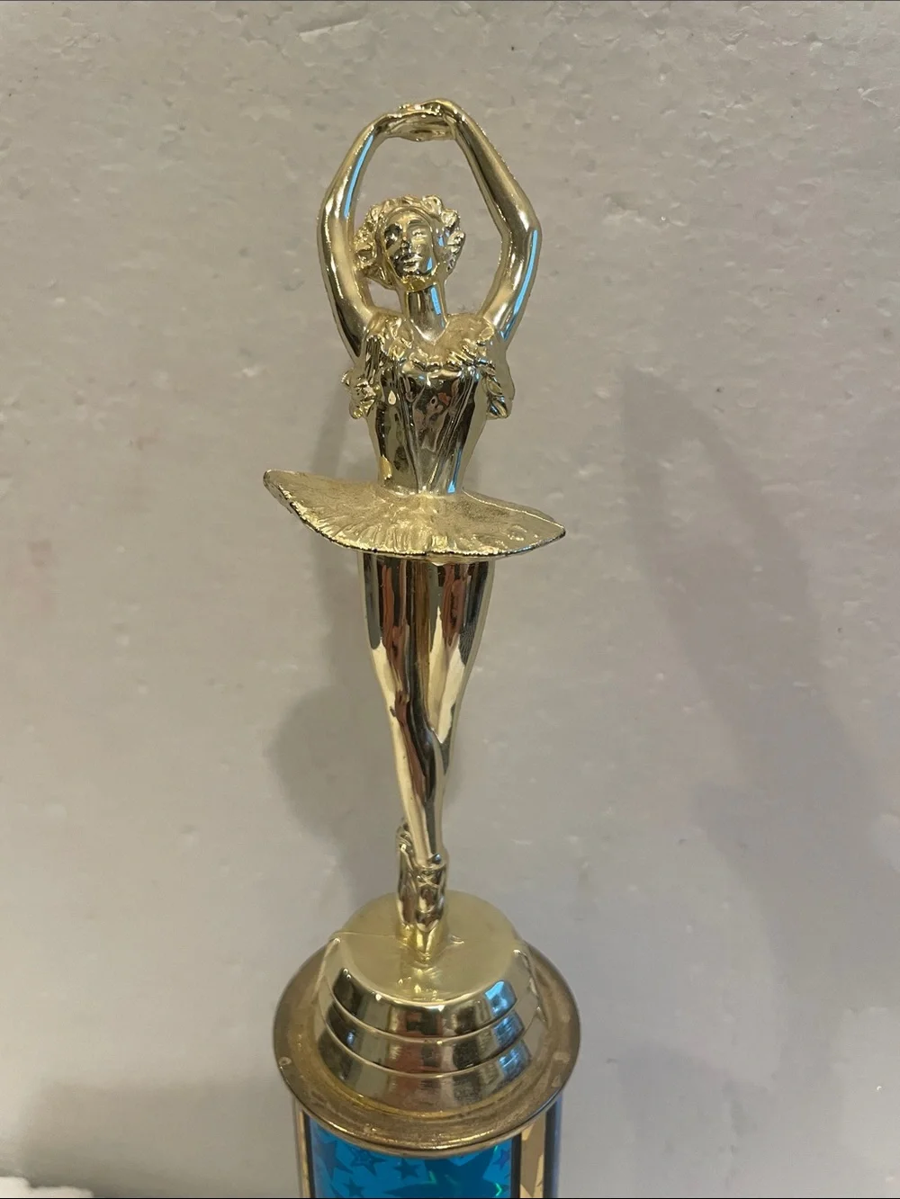 Vintage Y2K Ballerina ballet Dance Trophy blue & Gold white Carrera marble base